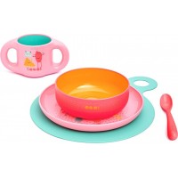 Набор посуды для кормления Suavinex Booo, 3158372, розовый, от 6 месецев, 5 предметов
