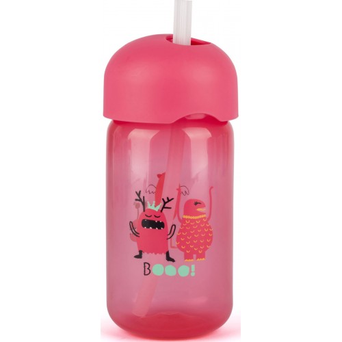 Бутылочка для кормления Suavinex Booo, от 18 месецев, с трубочкой, цвет: розовый